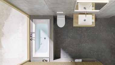 Badkamer met kleine ruimte