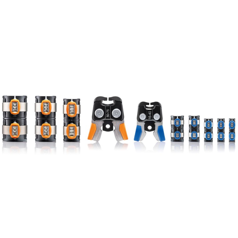 FlowFit ne nécessite que 2 mâchoires de pressage pour toutes les dimensions de tube FlowFit ne nécessite que 2 mâchoires de pressage pour toutes les dimensions de tube