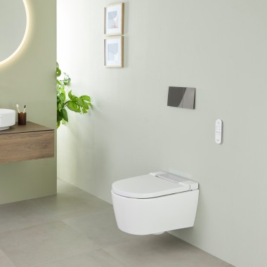 WC-douche Geberit AquaClean Sela avec vasque et meuble VariForm