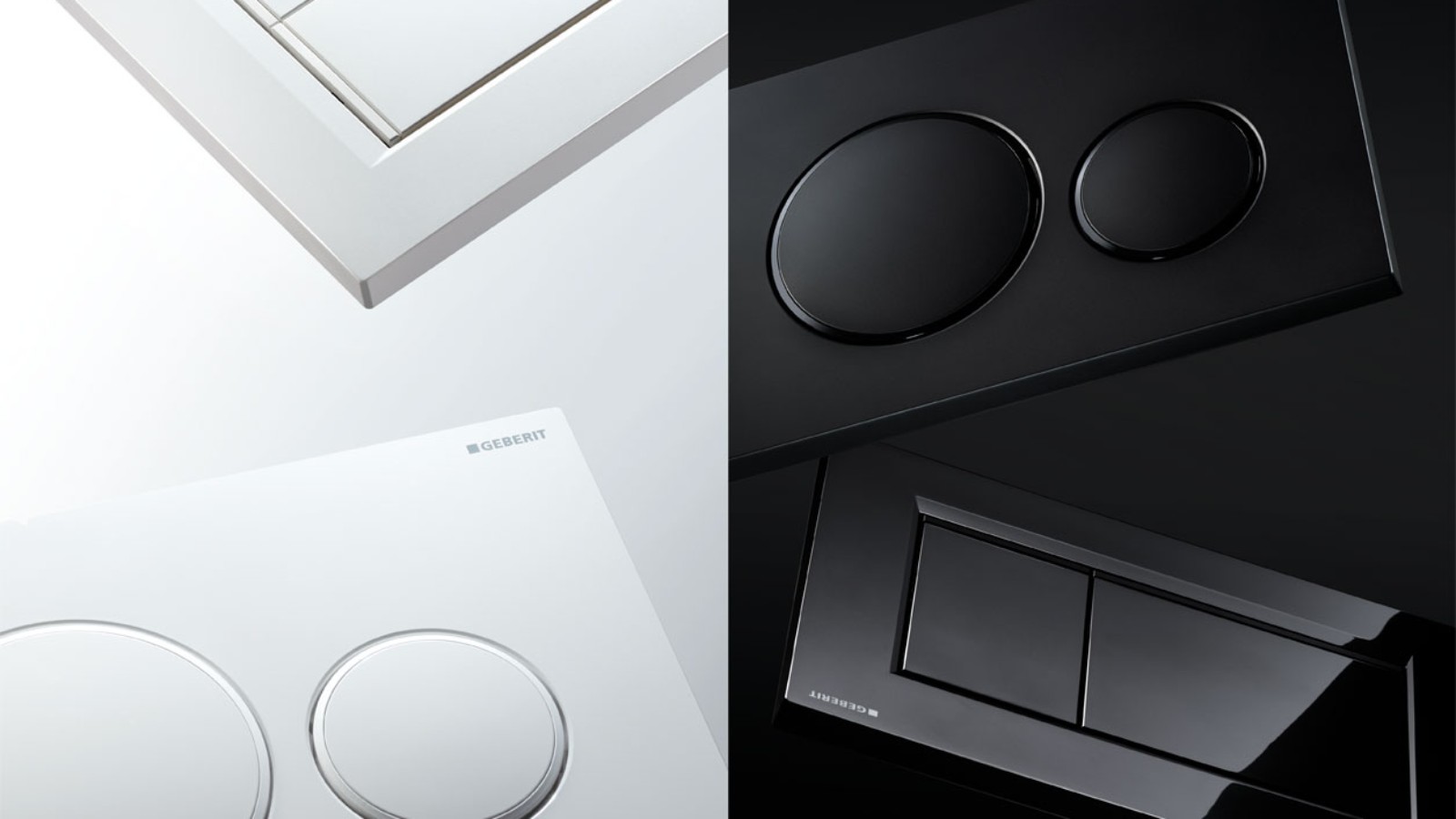 Geberit Sigma20 en Sigma30-bedieningsplaten in wit en zwart
