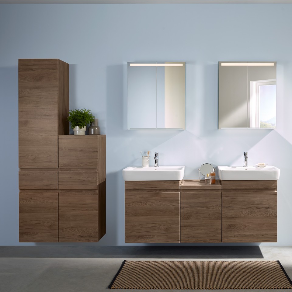 Geberit Renova Plan badkamer met wc, bidet, wastafel en meubilair