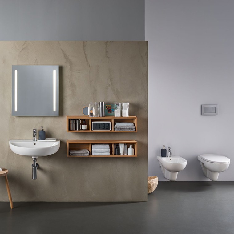 Salle de bains avec WC, bidet et lavabo Geberit Selnova Salle de bains avec WC, bidet et lavabo Geberit Selnova