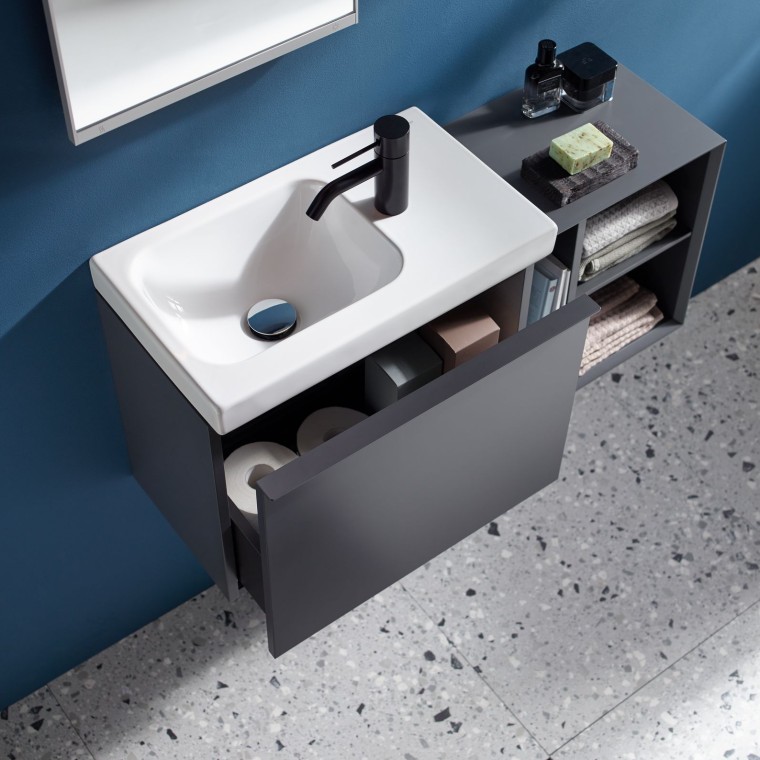 Geberit iCon wastafel en open rek Geberit iCon wastafel en open rek