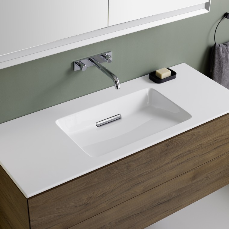 Lavabo pour meuble Geberit ONE avec espace de rangement latéral Lavabo pour meuble Geberit ONE avec espace de rangement latéral