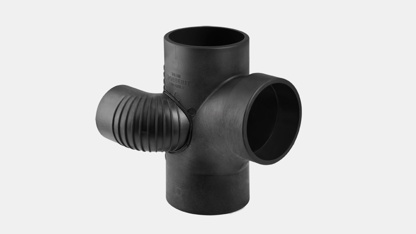 Een Geberit Silent-db20 hydraulisch schacht-T-stuk 88,5° Een Geberit Silent-db20 hydraulisch schacht-T-stuk 88,5°