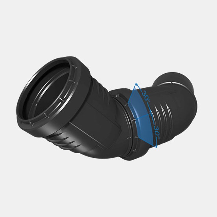 Aide à l’ajustement : repères à 30 degrés sur les raccords Geberit Silent-PP Aide à l’ajustement : repères à 30 degrés sur les raccords Geberit Silent-PP