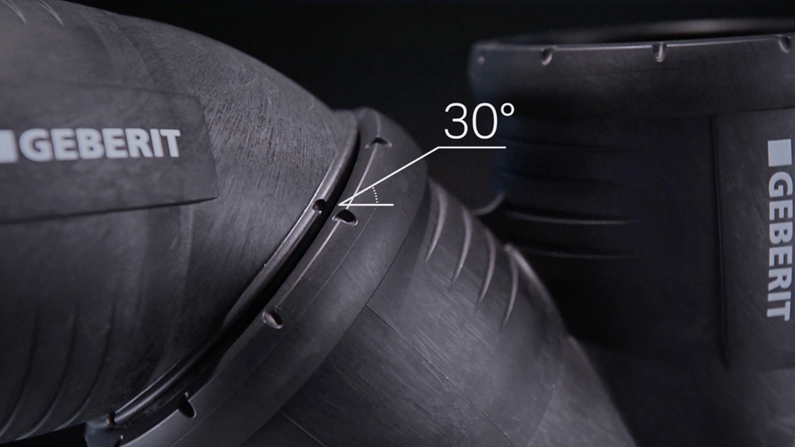 Repères à 30 degrés sur les raccords Geberit Silent-Pro Repères à 30 degrés sur les raccords Geberit Silent-Pro