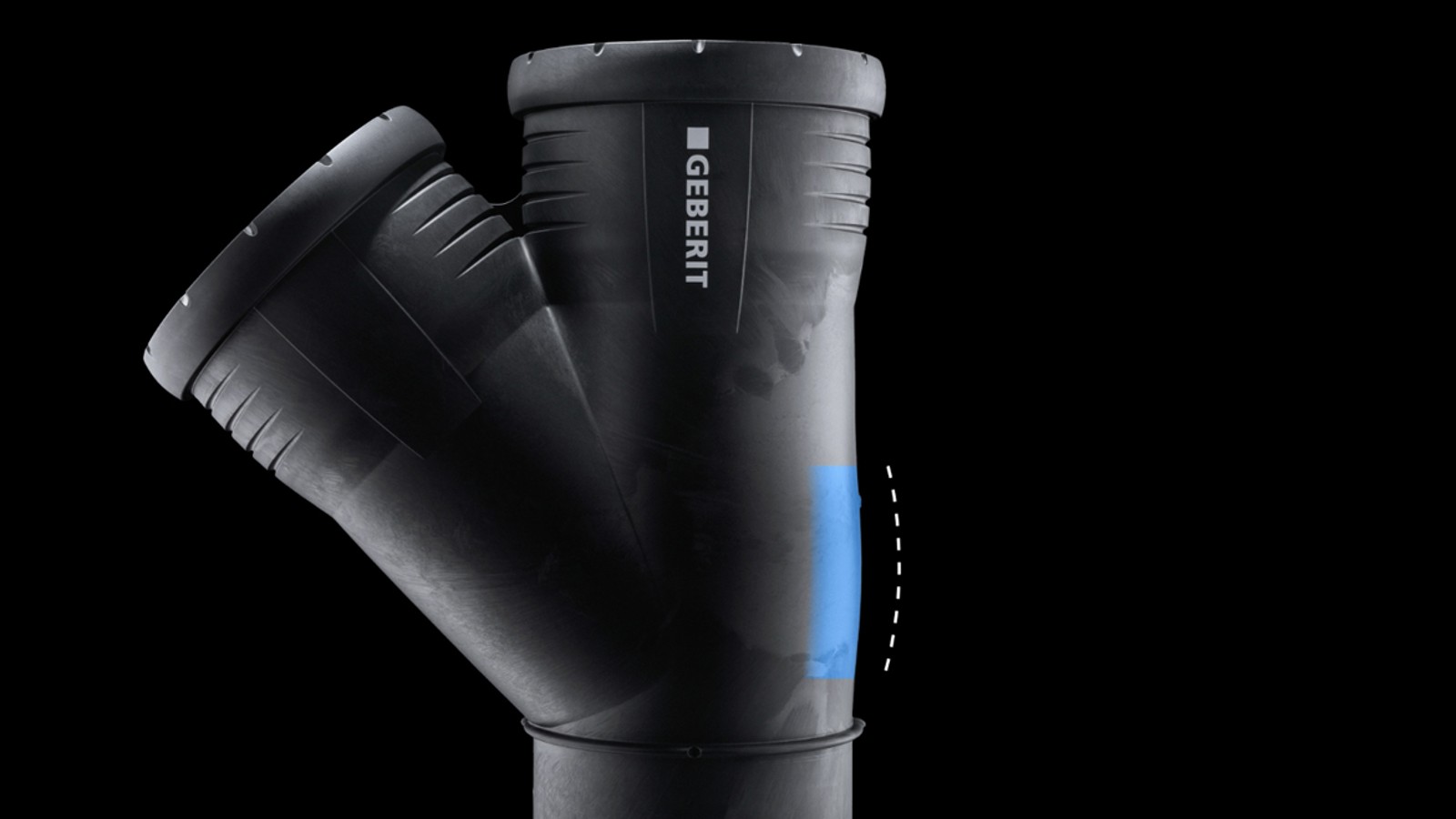 Système d’évacuation Geberit Silent-Pro : épaisseur de paroi renforcée au niveau des zones d’impact Système d’évacuation Geberit Silent-Pro : épaisseur de paroi renforcée au niveau des zones d’impact