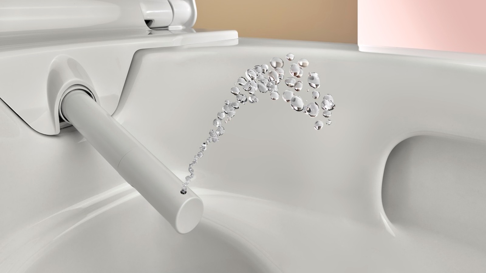 WC avec fonction nettoyage : la douchette du WC-douche Geberit AquaClean Alba WC avec fonction nettoyage : la douchette du WC-douche Geberit AquaClean Alba