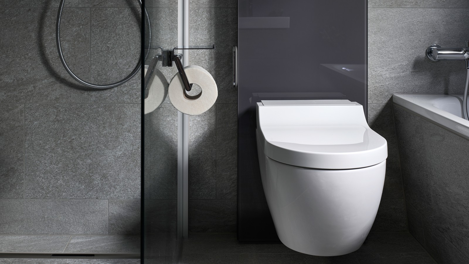De sanitaire module Geberit Monolith met douche-wc Geberit AquaClean Tuma De sanitaire module Geberit Monolith met douche-wc Geberit AquaClean Tuma