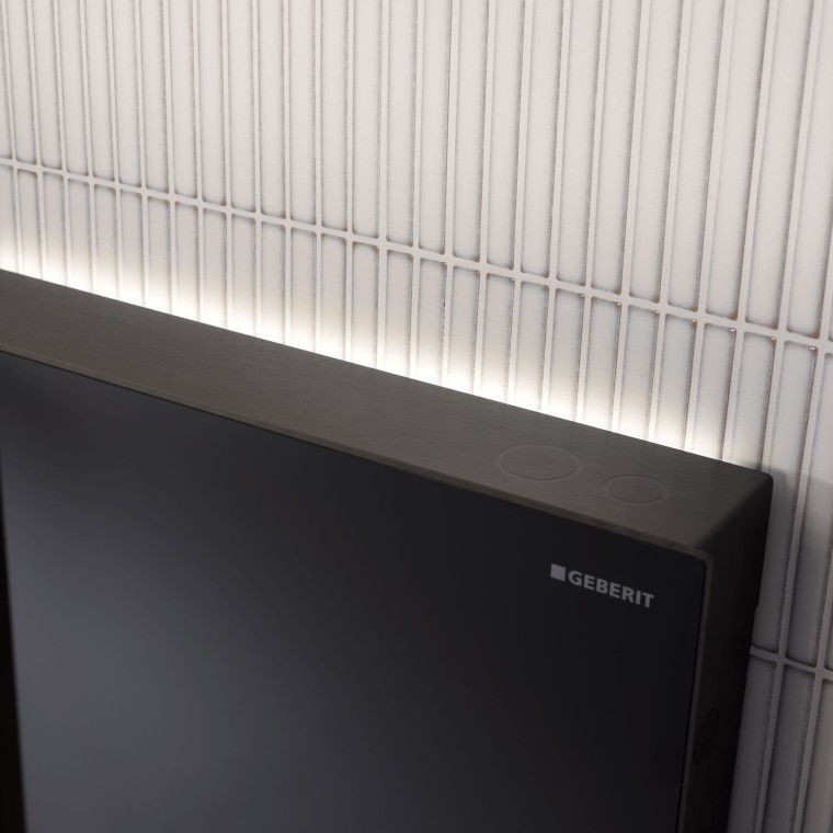 Éclairage d'orientation sur le Geberit Monolith Plus en noir (© Geberit) Éclairage d'orientation sur le Geberit Monolith Plus en noir (© Geberit)