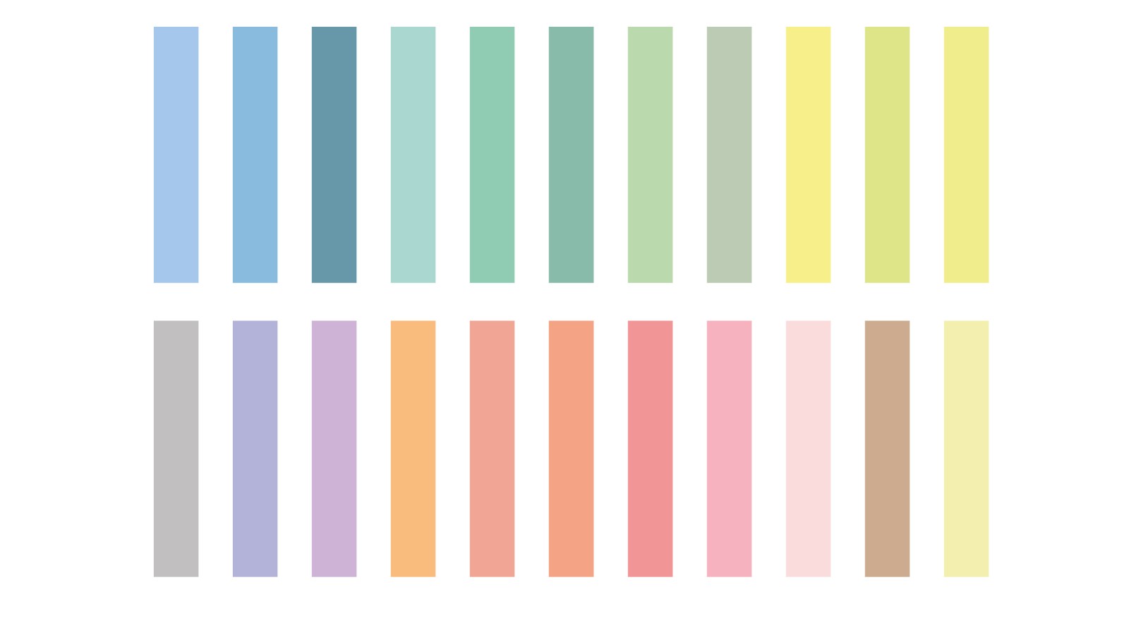 Les tons pastel en un coup d'œil Les tons pastel en un coup d'œil