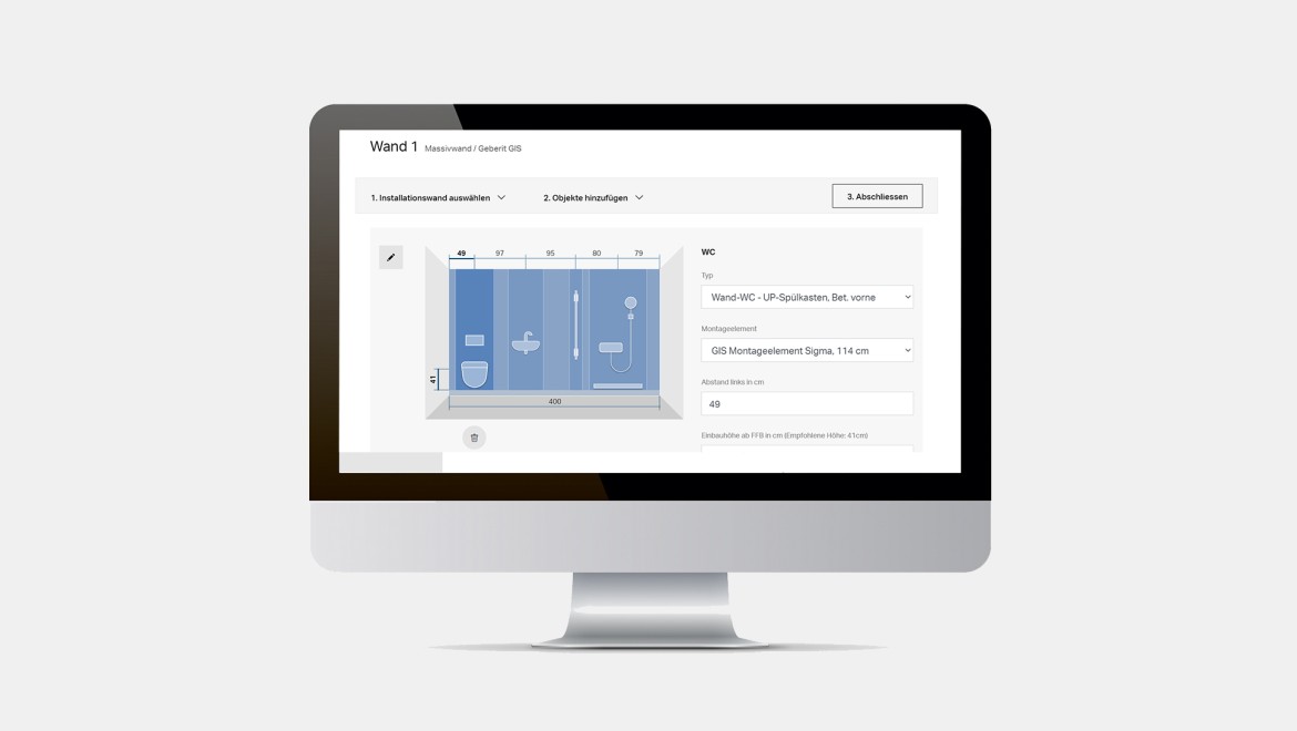 Geberit GIS Duofix calculator