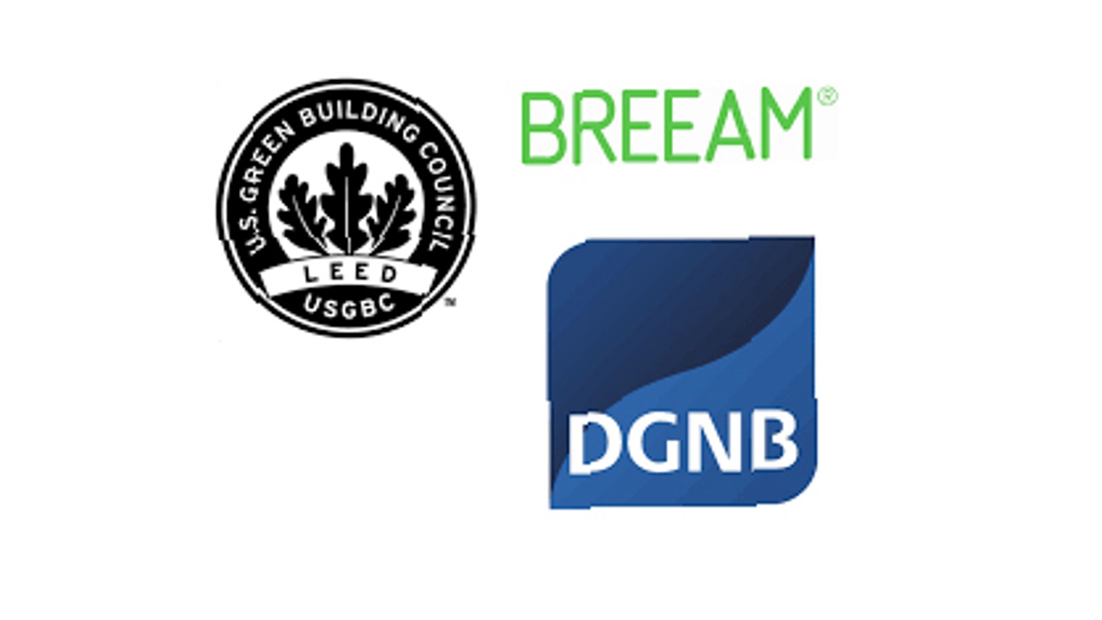 BREEAM, LEED en DGNB staan voor 's werelds drie belangrijkste certificeringssystemen voor duurzaam bouwen BREEAM, LEED en DGNB staan voor 's werelds drie belangrijkste certificeringssystemen voor duurzaam bouwen