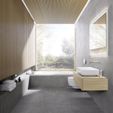 Het 6x6 winnende badkamerontwerp van het Deense architectenbureau Bjerg Arkitektur (© Geberit)