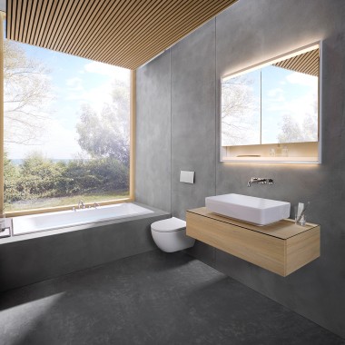 Le design gagnant de la salle de bains 6x6 "Serenity" (© Geberit)