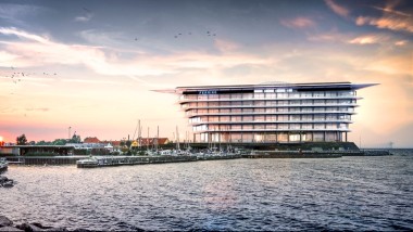 Une île de légèreté flottante : nouveau siège de la société pharmaceutique Ferring Pharmaceuticals à Kastrup, au Danemark (©Foster&Partners)