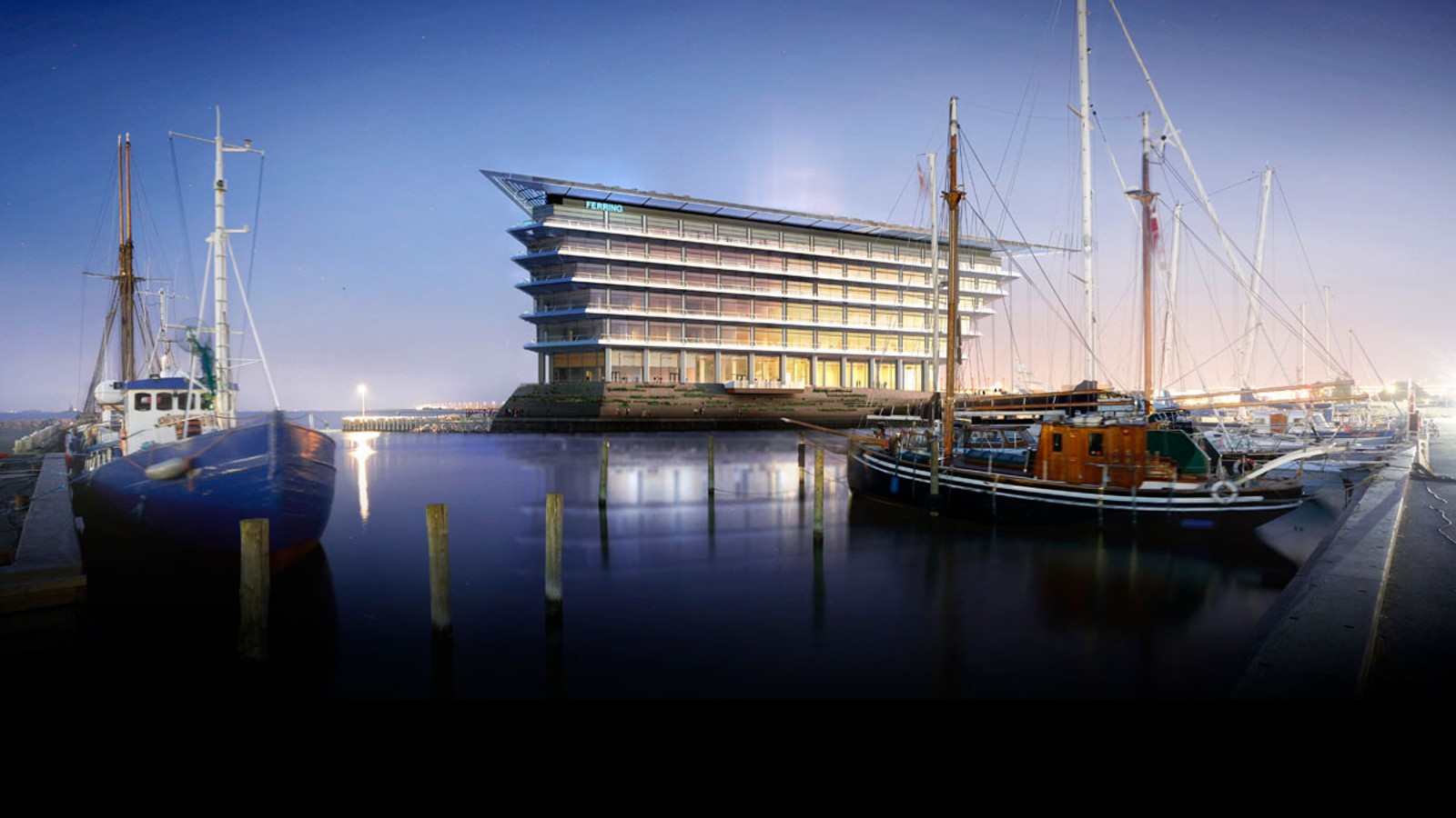 Avec une vue magnifique sur le détroit d'Øresund entre Copenhague et Malmö : le nouveau siège de Ferring Pharmaceuticals (©Foster&Partners)