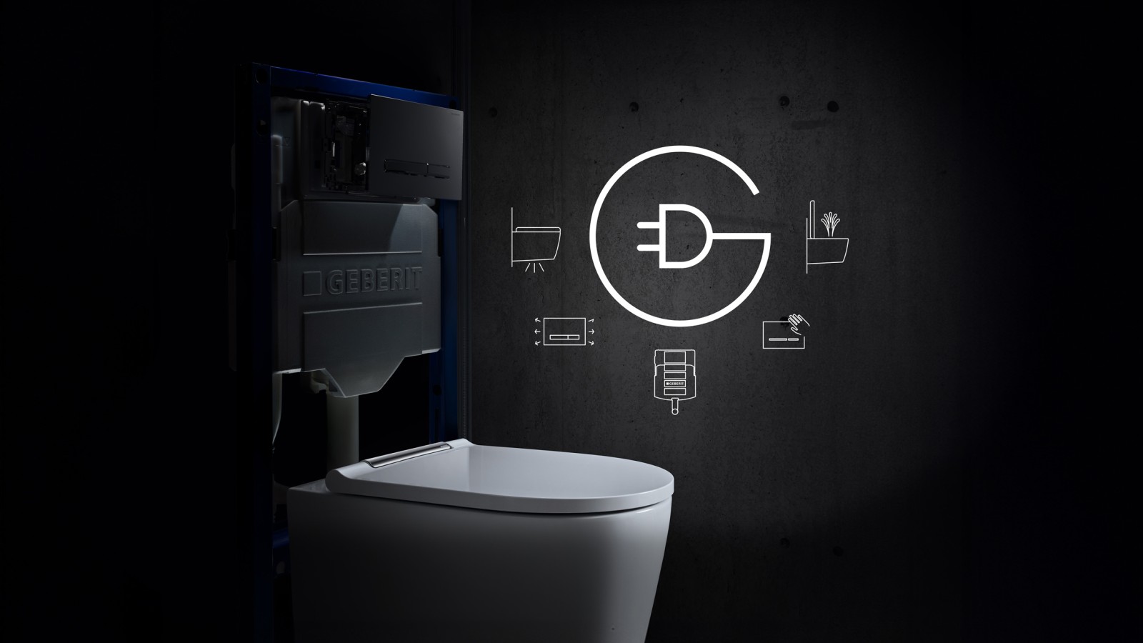 Comfort functions on the WC with electrical connection