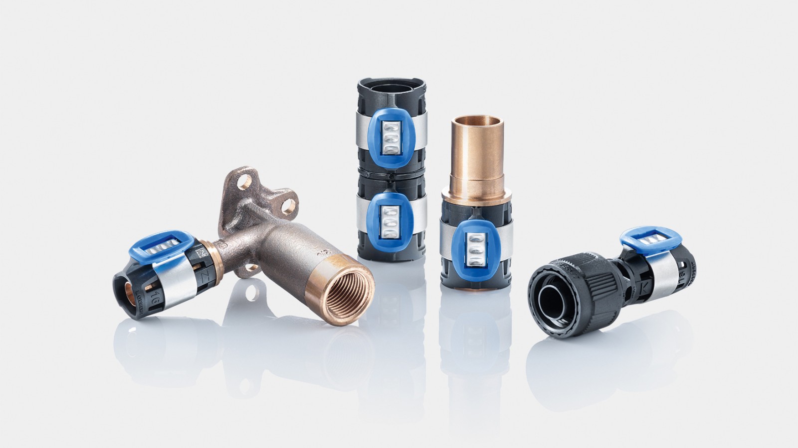 Uitgebreid FlowFit assortiment fittingen van PPSU, loodvrij roodkoper en loodvrij siliciumbrons Uitgebreid FlowFit assortiment fittingen van PPSU, loodvrij roodkoper en loodvrij siliciumbrons