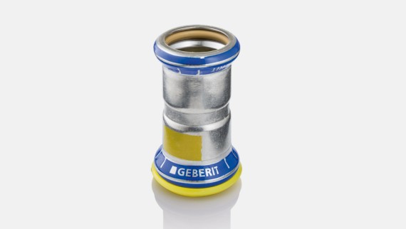 Geberit Mapress rvs fitting voor gas met gele dichtingsring uit HNBR