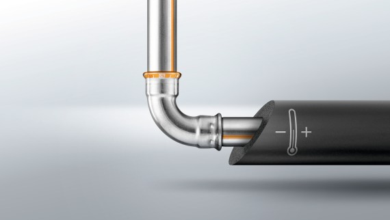 Le nouveau système d'alimentation en acier inoxydable Geberit Mapress Therm réalisé en acier CrTi Le nouveau système d'alimentation en acier inoxydable Geberit Mapress Therm réalisé en acier CrTi