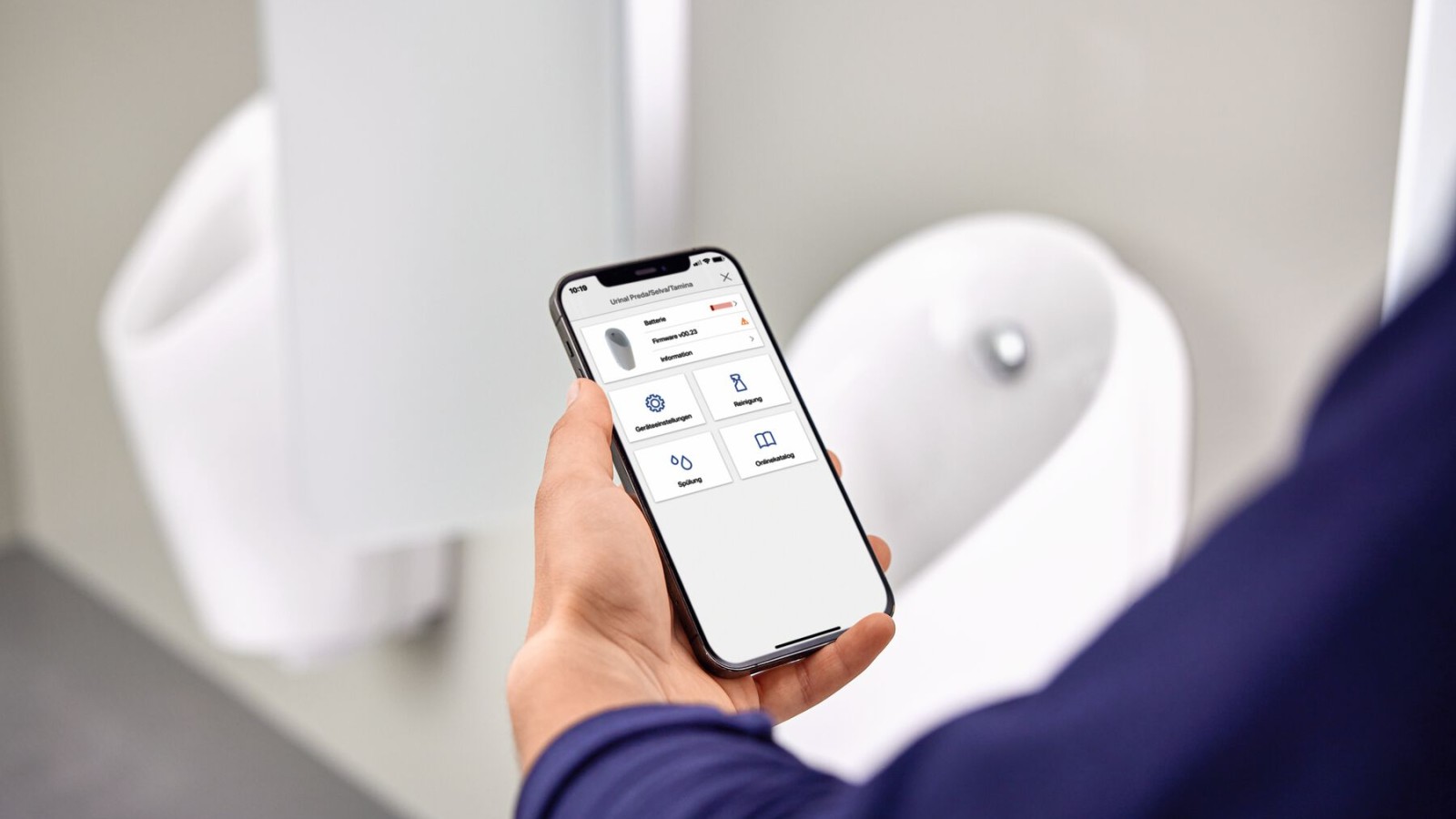 Geberit urinoirs kunnen eenvoudig worden bediend via de Geberit Control app Geberit urinoirs kunnen eenvoudig worden bediend via de Geberit Control app