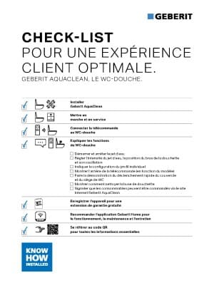 Checklist Geberit AquaClean Checklist Geberit AquaClean