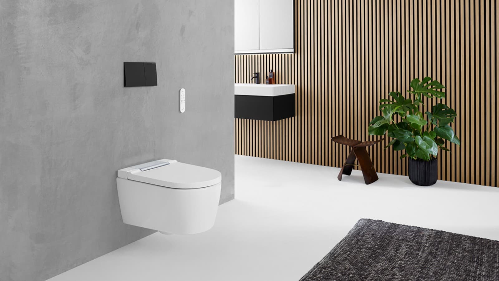 Geberit AquaClean Sela met afstandsbediening en Sigma70 bedieningsplaat Geberit AquaClean Sela met afstandsbediening en Sigma70 bedieningsplaat