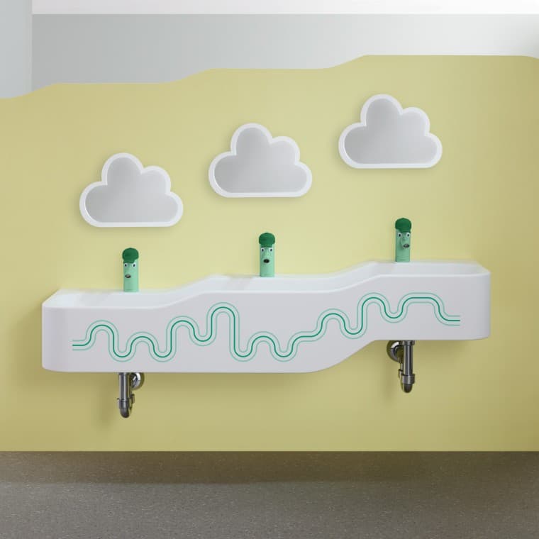 Espace de jeu et de lavage Geberit Bambini vert forêt et vert clair Espace de jeu et de lavage Geberit Bambini vert forêt et vert clair