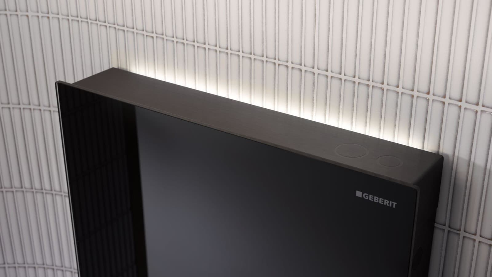Geberit Monolith Plus avec façade en verre ComfortLight noir (© Geberit) Geberit Monolith Plus avec façade en verre ComfortLight noir (© Geberit)