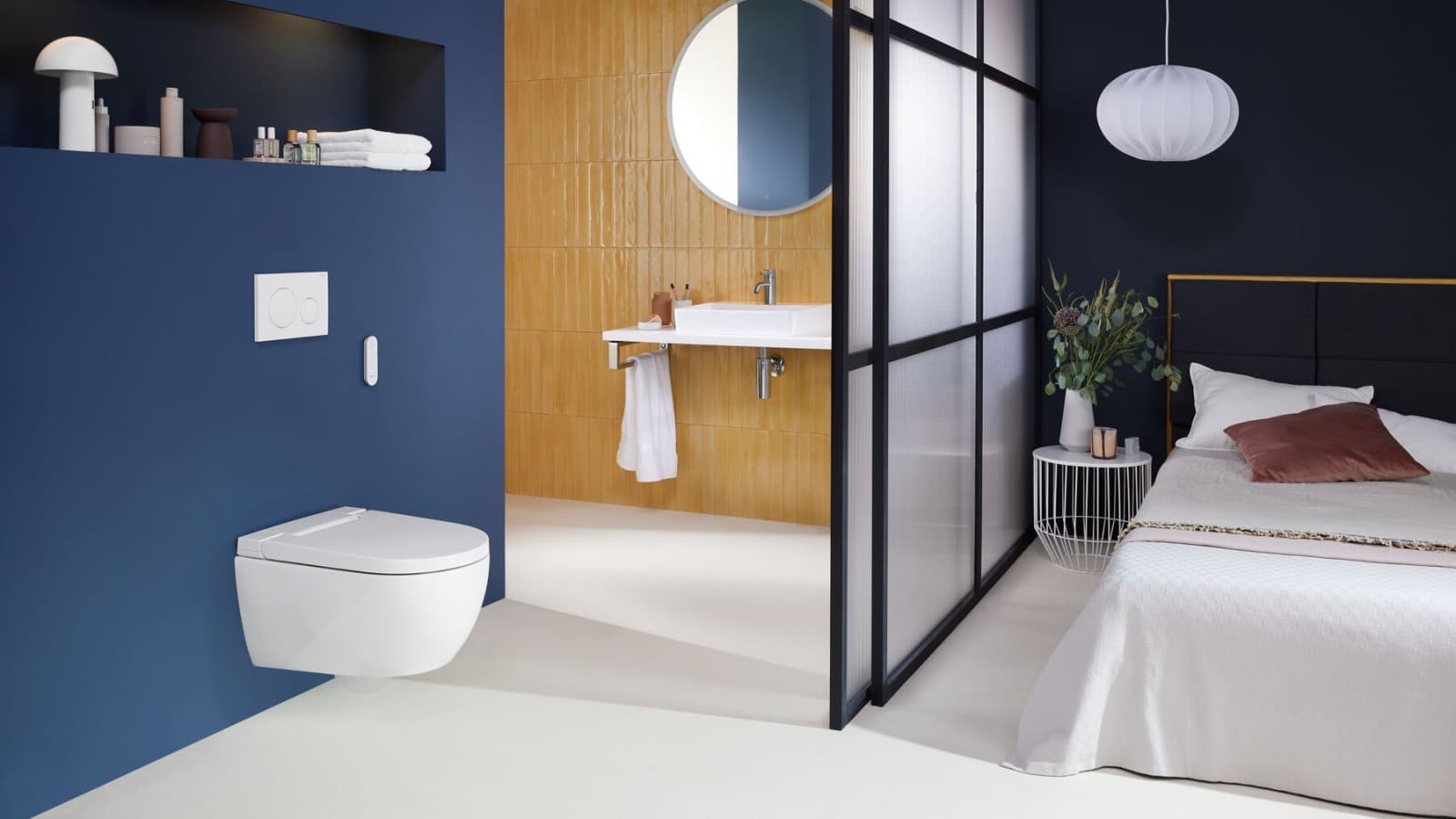 WC-douche Geberit AquaClean Alba avec plaque de déclenchement Sigma20 WC-douche Geberit AquaClean Alba avec plaque de déclenchement Sigma20