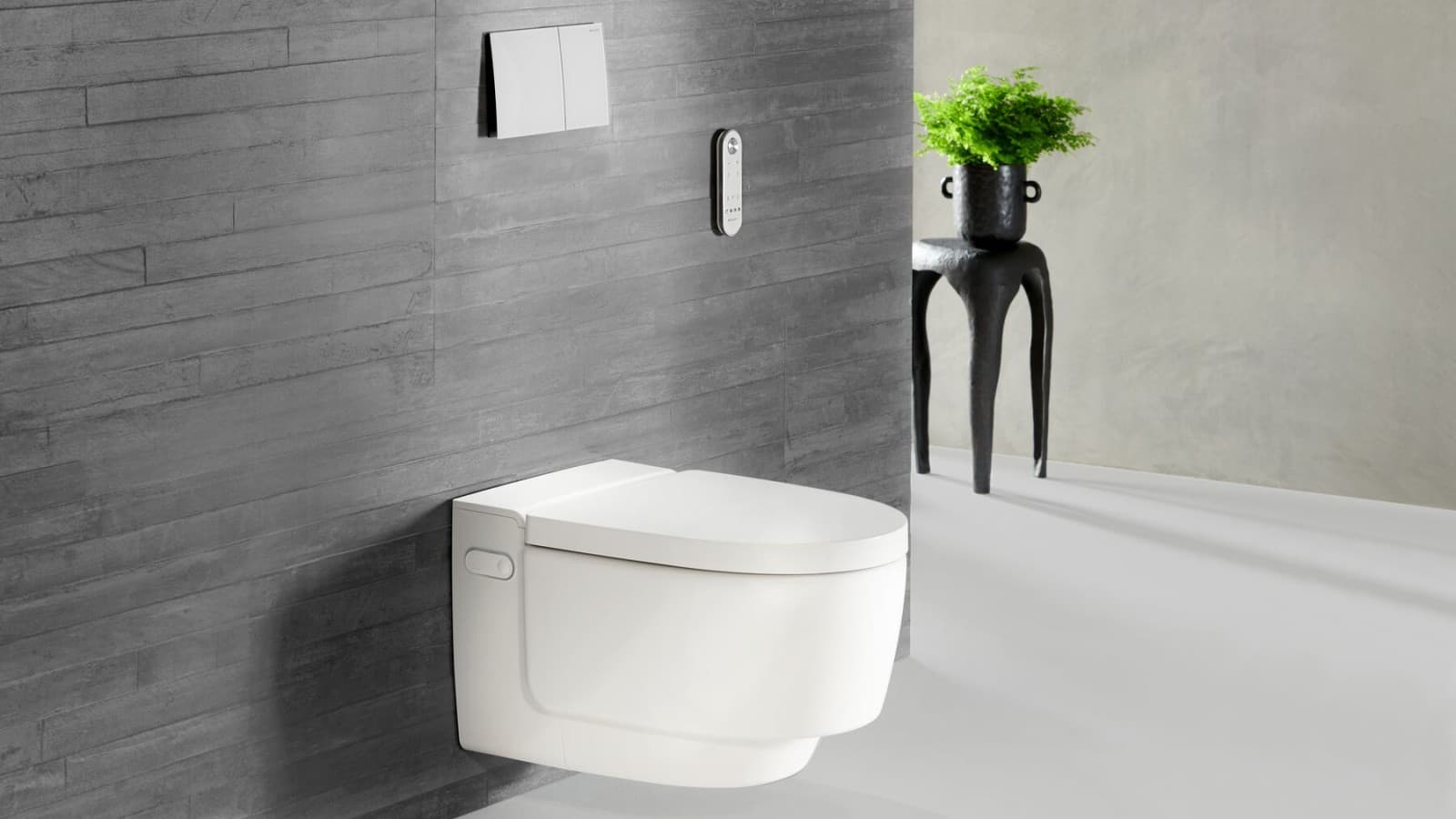 Geberit AquaClean Mera Comfort in wit met afstandsbediening Sigma70 Geberit AquaClean Mera Comfort in wit met afstandsbediening Sigma70