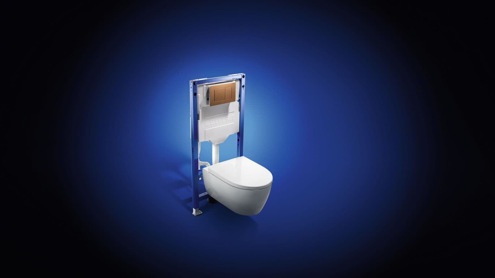 Réservoir encastré de Geberit avec un WC suspendu iCon avec rinçage TurboFlush et plaque de commande Réservoir encastré de Geberit avec un WC suspendu iCon avec rinçage TurboFlush et plaque de commande