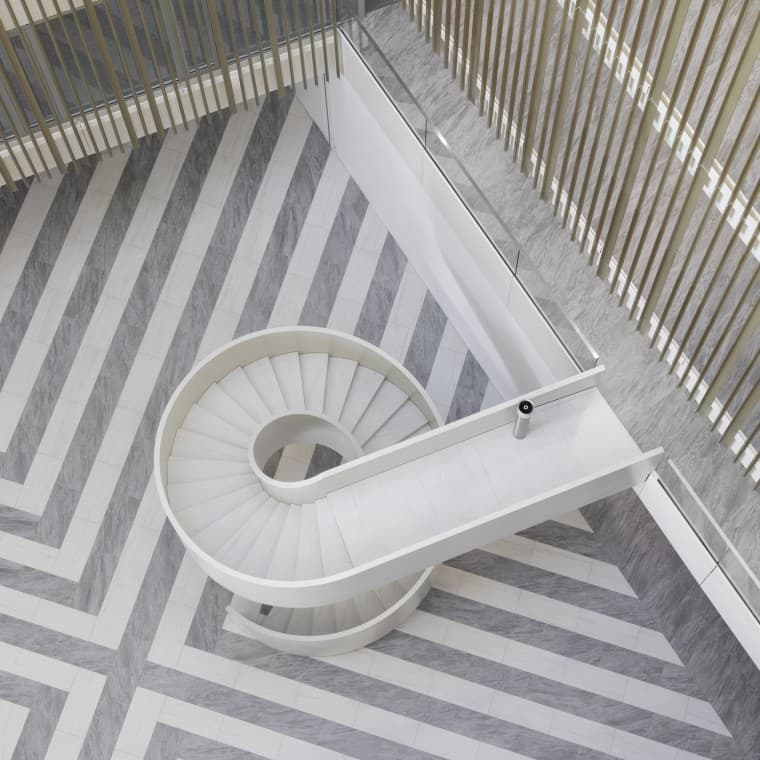 Het centrale atrium fungeert niet alleen als ontmoetingszone, maar ook als belangrijk element van het ventilatiesysteem (© Ana Skobe) Het centrale atrium fungeert niet alleen als ontmoetingszone, maar ook als belangrijk element van het ventilatiesysteem (© Ana Skobe)