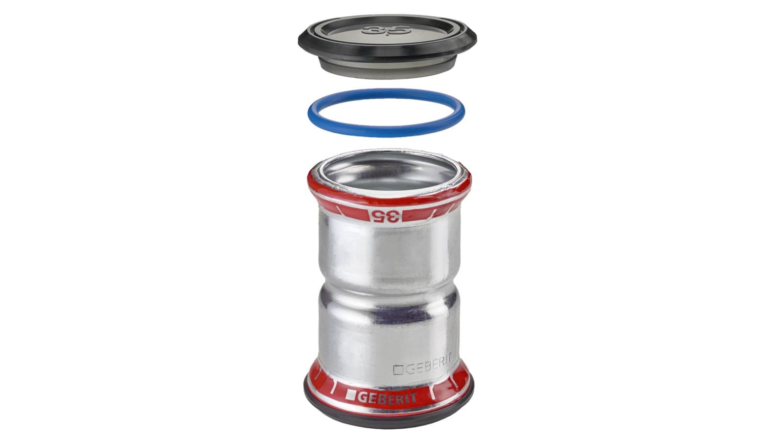 Geberit Mapress Acier Carbone, FKM bleu pour l'utilisation de fluides contenant de l'huile Geberit Mapress Acier Carbone, FKM bleu pour l'utilisation de fluides contenant de l'huile