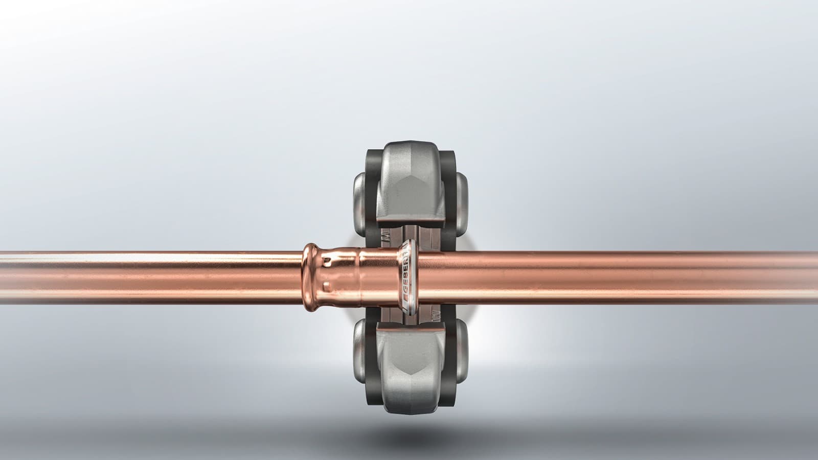 Geberit Mapress Koperen armatuur met witte drukmeters Geberit Mapress Koperen armatuur met witte drukmeters