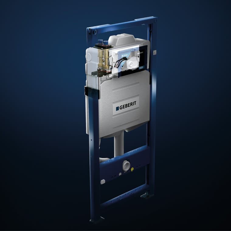 Geberit Sigma inbouwspoelreservoir met geïntegreerde hygiënespoeleenheid. Geberit Sigma inbouwspoelreservoir met geïntegreerde hygiënespoeleenheid.